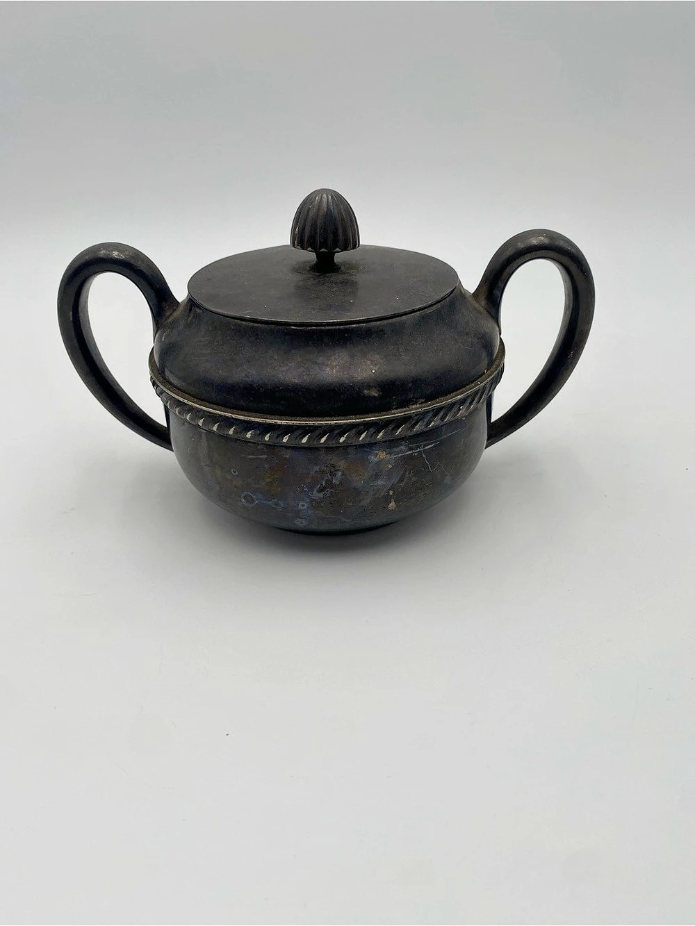 Vintage International Silver Co. Silver Soldered Double-Handled Sugar Bowl 01375